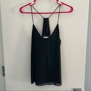 Alice and Olivia racer back silk cami in black sz XS